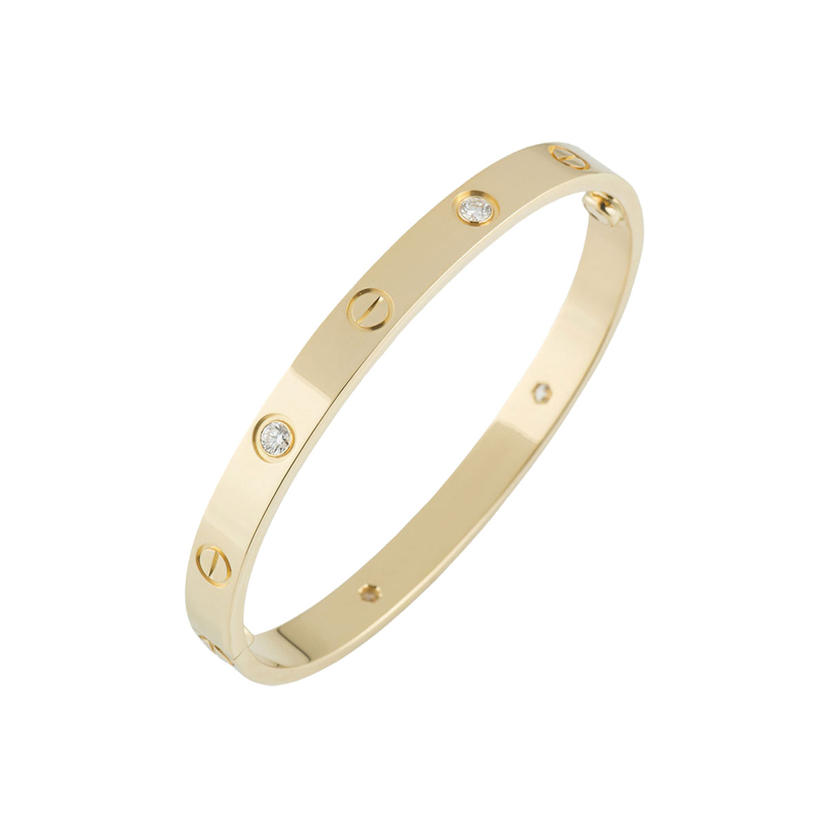 Cartier Yellow Gold Half Diamond Love Bracelet Size 18 B6035918 | Rich ...
